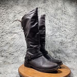XOXO XOXO Montana Womens Size 10 Brown Knee High Woven Strap Buckle Riding Boots
